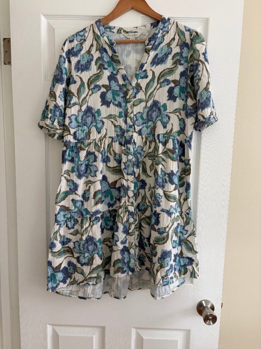 Garnet Hill Organic Cotton Tiered Shirtdress - Picture 2 of 7